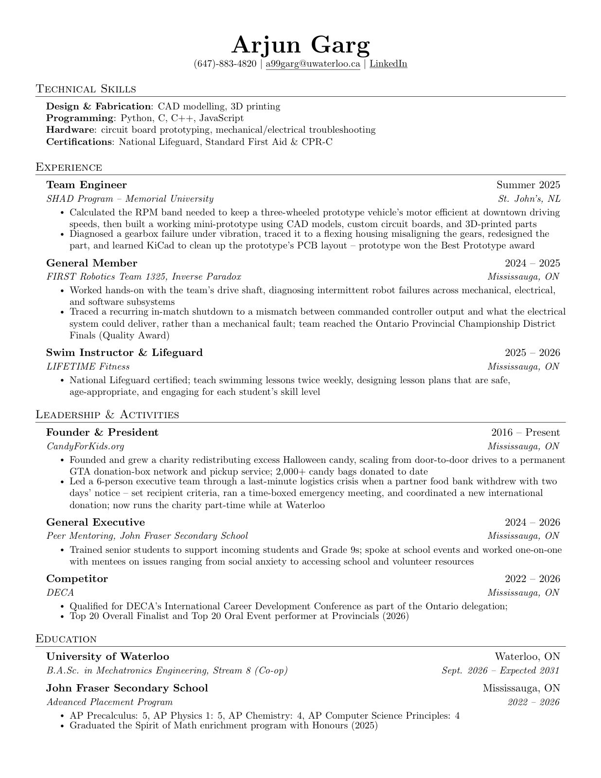 Preview of the first page of my resume